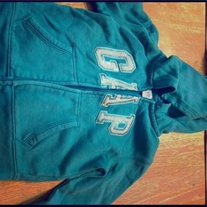 Gap teal pants and zip up hoodie set